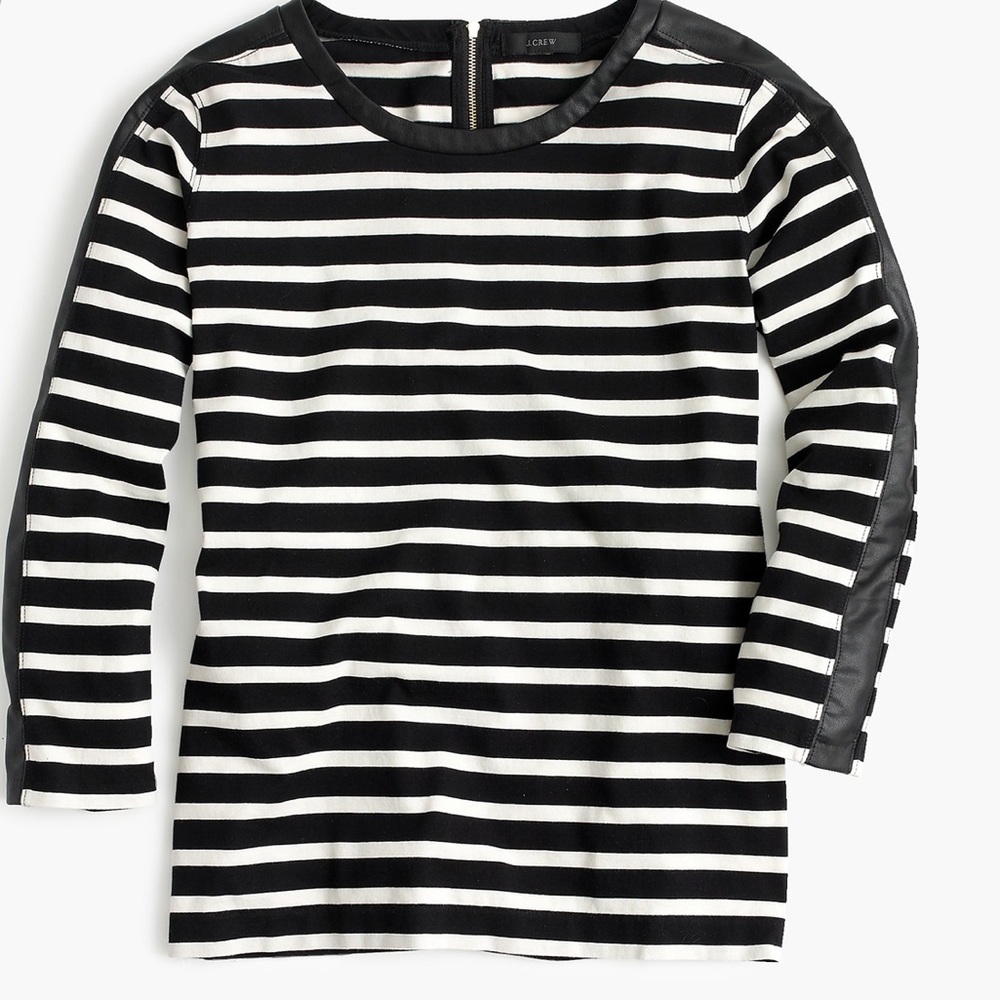 J crew stripe t-shirt with back zipper size m